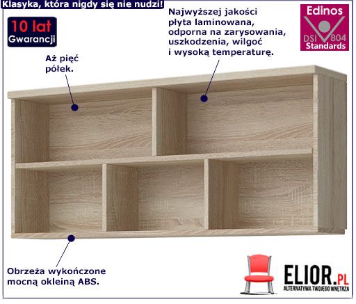 Półka wisząca Piccolo 7x - dąb sonoma.