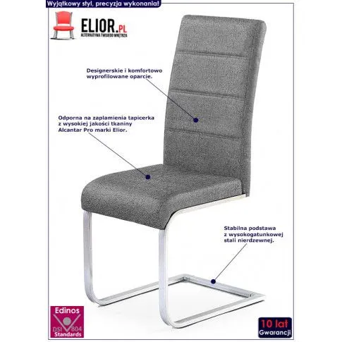 Fotografia Krzesło tapicerowane Lirma - Szare z kategorii Krzesła