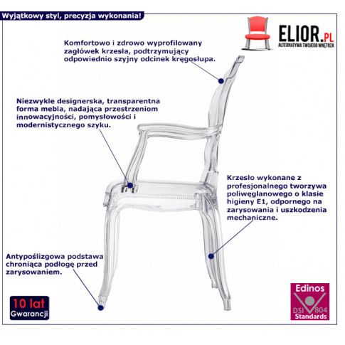 Fotografia Designerskie krzesło typu ludwik Dalmo - transparentne z kategorii Krzesła wg koloru/stylu
