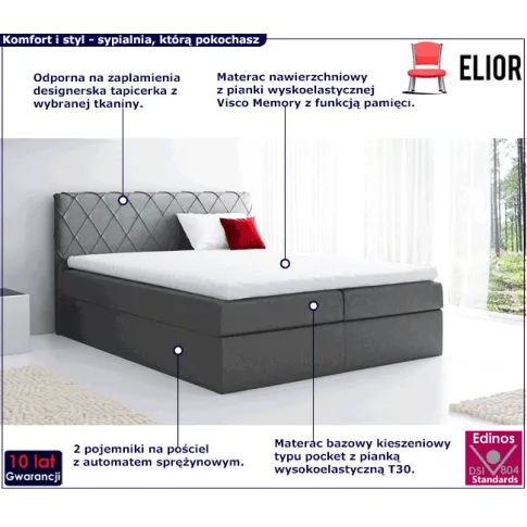 Kontynentalne łóżko z zagłówkiem 200x200 Ipanema