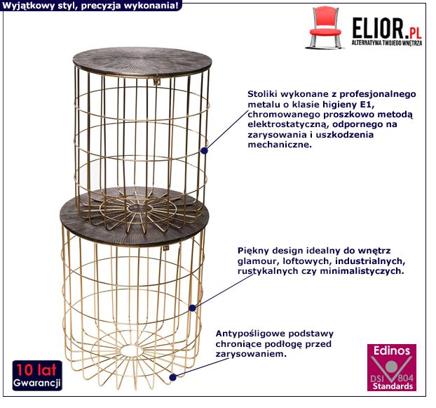 Modny zestaw stolików Gamza - złote