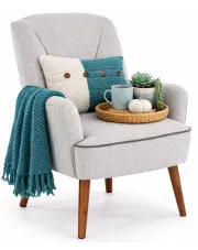Jasnoszary skandynawski fotel wypoczynkowy do pokoju - Hartena w sklepie Edinos.pl