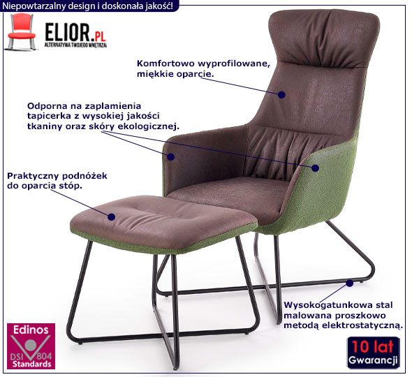 Szary fotel wypoczynkowy z podnóżkiem Debos