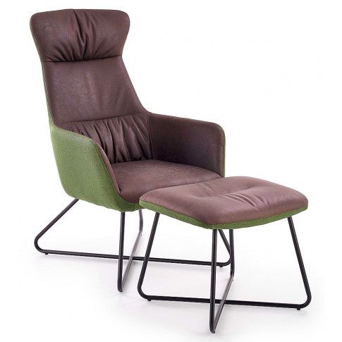 Zdjęcie produktu Loftowy fotel wypoczynkowy Evan - szary + zieleń.