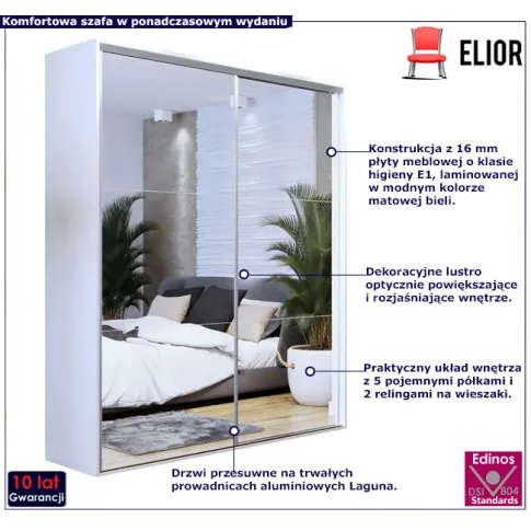 Fotografia Biała szafa przesuwna - Muno 5X 200 cm z kategorii Szafy