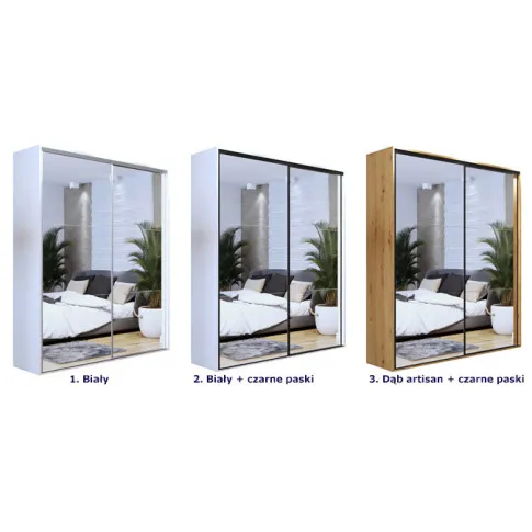 Szczegółowe zdjęcie nr 6 produktu Biała szafa przesuwna - Muno 5X 200 cm