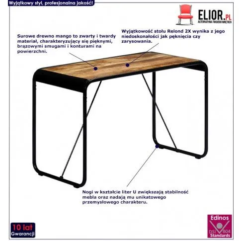 Szczegółowe zdjęcie nr 4 produktu Stół jadalniany loft lite drewno brązowy - Relond 2X 