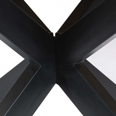 Kształt X czarnej podstawy stołu jadalnianego Gebel