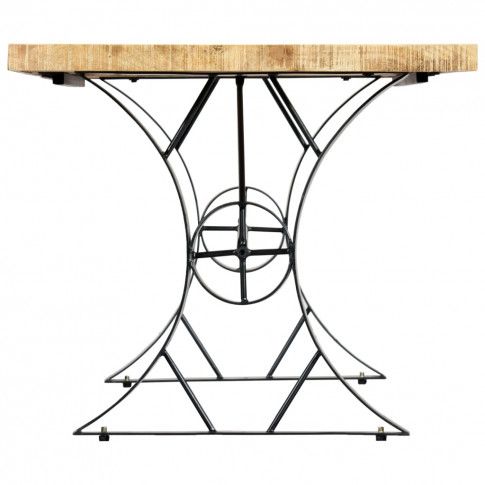 Podstawa drewnianego, brązowego stołu z bliska