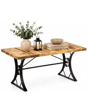 Jasnobrązowy nowoczesny stół kuchenny z drewna mango – Kenis w sklepie Edinos.pl