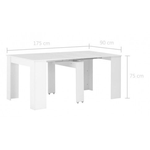 Szczegółowe zdjęcie nr 9 produktu Stół z połyskiem rozkładany Bares - biały