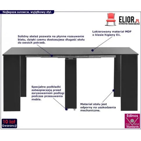 Szczegółowe zdjęcie nr 9 produktu Stół rozkładany Bares – czarny