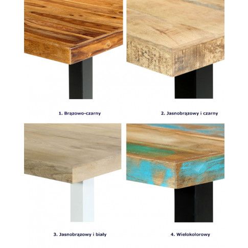 Szczegółowe zdjęcie nr 4 produktu Stół z drewna odzyskanego Buzel 2X – wielokolorowy