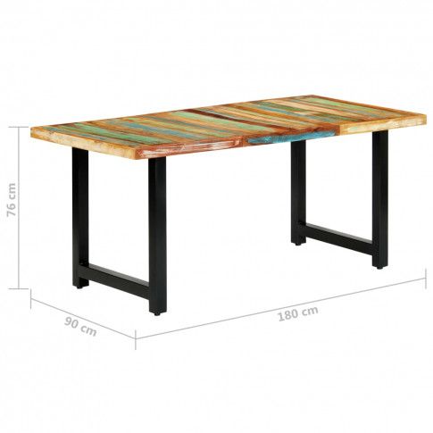 Szczegółowe zdjęcie nr 11 produktu Stół z drewna odzyskanego Buzel 2X – wielokolorowy