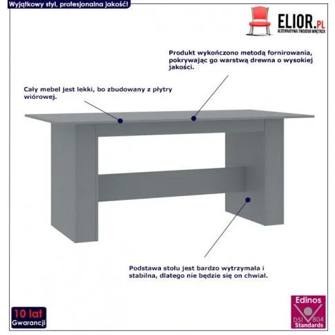 Fotografia Stół nowoczesny Oriok – szary z kategorii Stoły