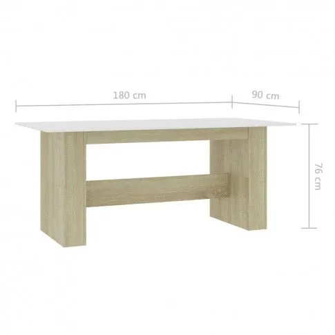 Szczegółowe zdjęcie nr 7 produktu Nowoczesny stół z płyty Oriok – biały i dąb sonoma