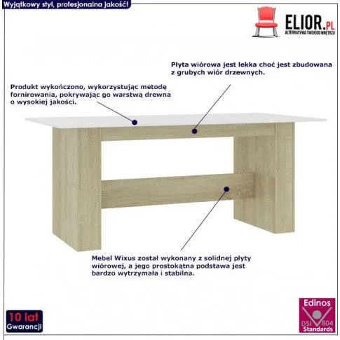 Szczegółowe zdjęcie nr 8 produktu Nowoczesny stół z płyty Oriok – biały i dąb sonoma