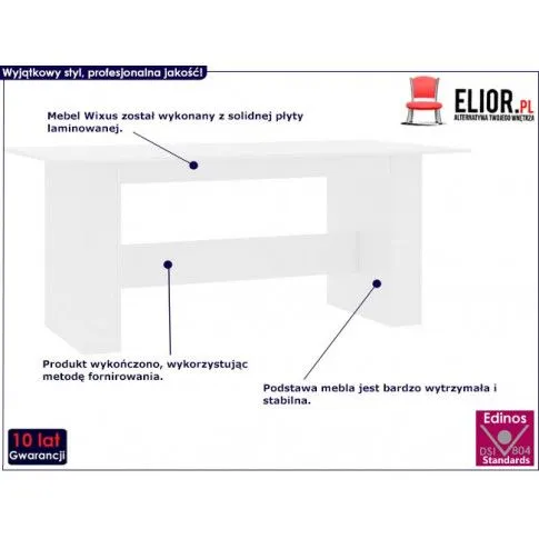 Fotografia Biały nowoczesny stół z połyskiem - Wixus  z kategorii Stoły