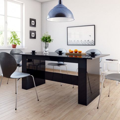 Szczegółowe zdjęcie nr 7 produktu Czarny nowoczesny stół z połyskiem - Wixus 