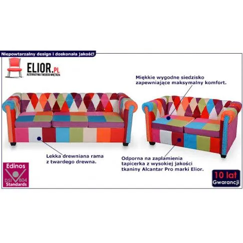 Fotografia Komplet wypoczynkowy w stylu patchwork Elion z kategorii Salon