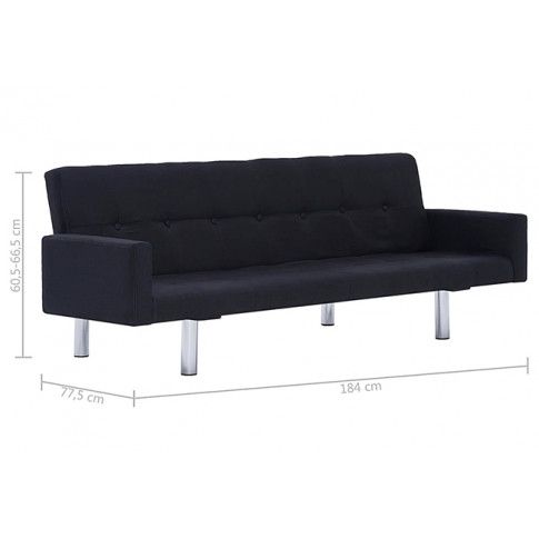 Szczegółowe zdjęcie nr 7 produktu Rozkładana sofa Nesma z podłokietnikami - czarna