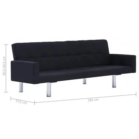 Szczegółowe zdjęcie nr 7 produktu Rozkładana sofa Enya z podłokietnikami - czarna