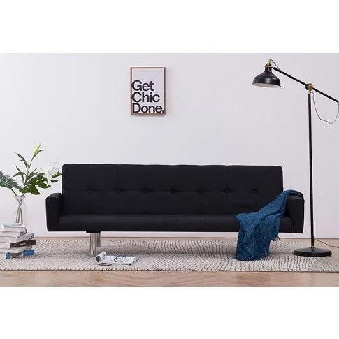 Szczegółowe zdjęcie nr 11 produktu Rozkładana sofa Enya z podłokietnikami - czarna