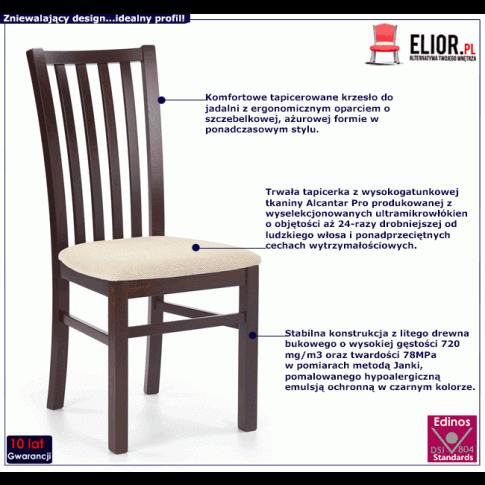 Fotografia Drewniane krzesło patyczak Milono - ciemny orzech z kategorii Krzesła drewniane