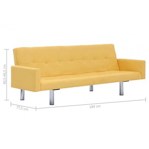 Szczegółowe zdjęcie nr 5 produktu Rozkładana sofa Nesma z podłokietnikami - żółta