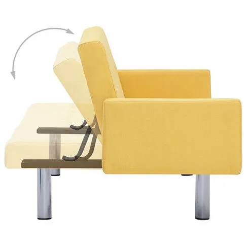 Szczegółowe zdjęcie nr 7 produktu Rozkładana sofa Enya z podłokietnikami - żółta