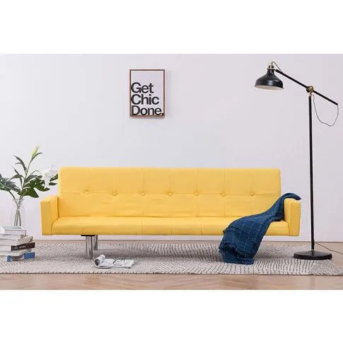 Szczegółowe zdjęcie nr 11 produktu Rozkładana sofa Enya z podłokietnikami - żółta