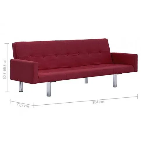 Szczegółowe zdjęcie nr 5 produktu Rozkładana sofa Enya z podłokietnikami - czerwone wino