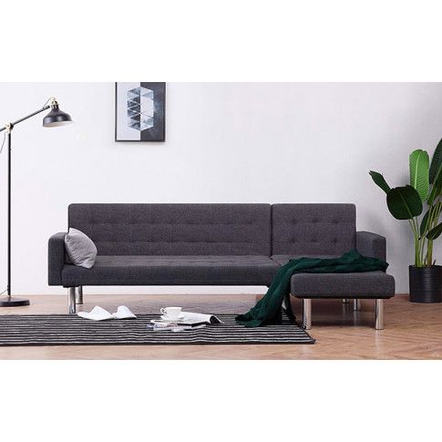 Zdjęcie sofa rozkładana Lidia, ciemnoszara, w kształcie L - sklep Edinos.pl
