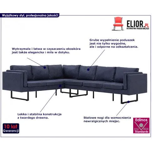 Szczegółowe zdjęcie nr 8 produktu Przestronna sofa narożna Miva 2X - szara