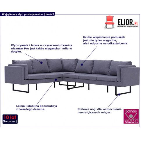 Szczegółowe zdjęcie nr 8 produktu Przestronna sofa narożna Miva - jasnoszara