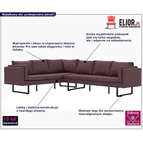 Szczegółowe zdjęcie nr 8 produktu Przestronna sofa narożna Selwa - brązowa