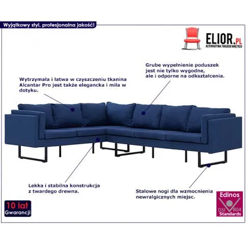 Szczegółowe zdjęcie nr 8 produktu Przestronna sofa narożna Miva - niebieska