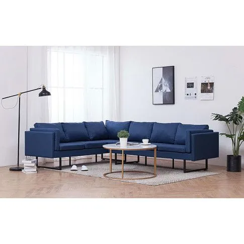 Szczegółowe zdjęcie nr 9 produktu Przestronna sofa narożna Selwa - niebieska