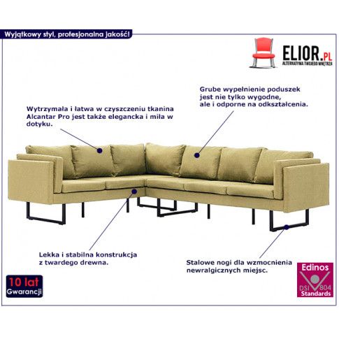 Szczegółowe zdjęcie nr 8 produktu Przestronna sofa narożna Miva - zielona
