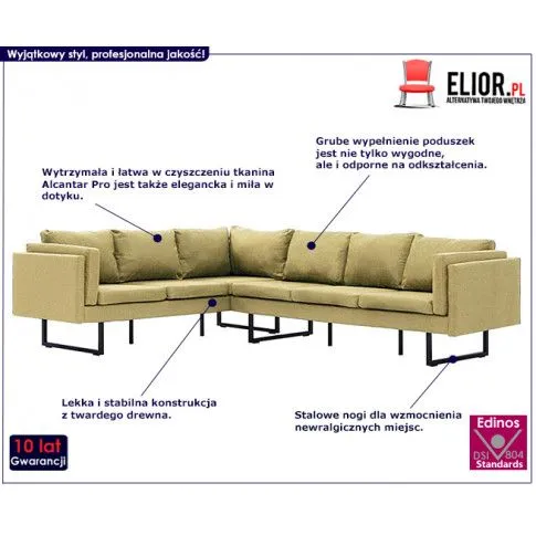Szczegółowe zdjęcie nr 8 produktu Przestronna sofa narożna Selwa - zielona