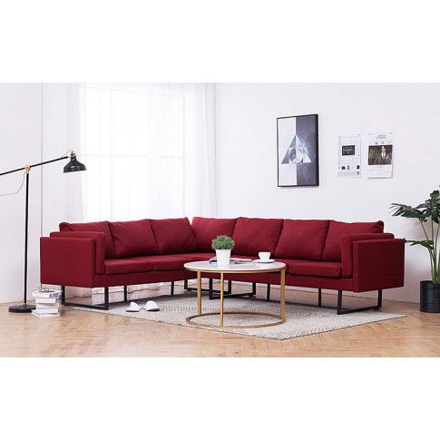Szczegółowe zdjęcie nr 9 produktu Przestronna sofa narożna Miva - czerwona