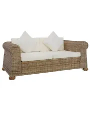 Brązowa 2-osobowa sofa z rattanu - Marvivo w sklepie Edinos.pl