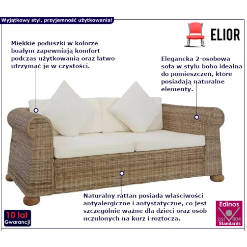 Marvivo sofa z naturalnego rattanu
