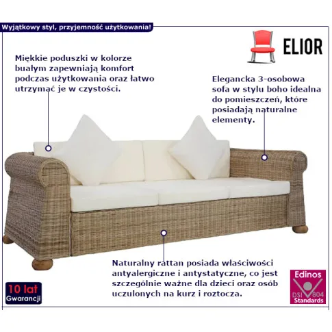 Marvivo sofa z naturalnego rattanu