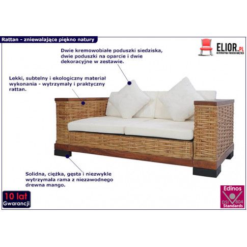 Zdjęcie minimalistyczna rattanowa sofa Alani 2A - sklep Edinos.pl