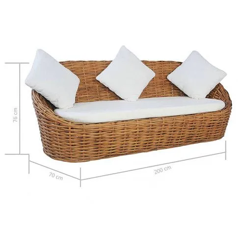 Trzyosobowa sofa Prima z naturalnego rattanu