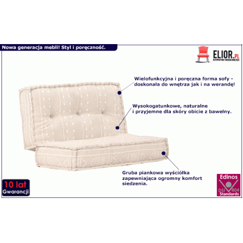 Zdjęcie kwadratowa piankowa sofa Noria beżowa | Edinos.pl