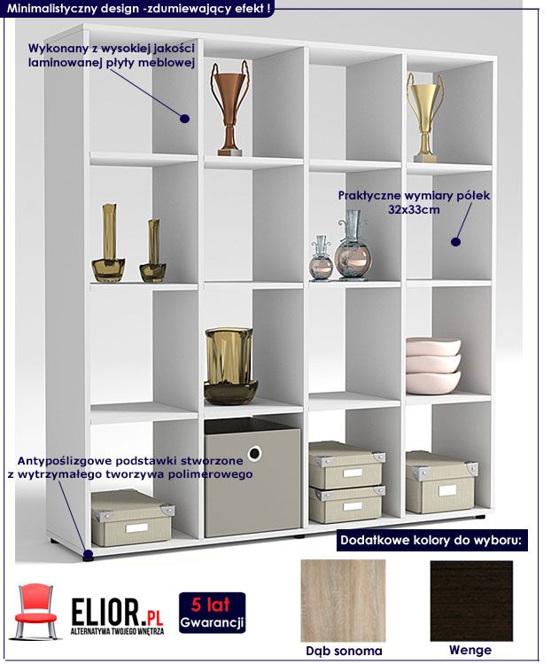 Kwadratowy regał do salonu wenge Maleo