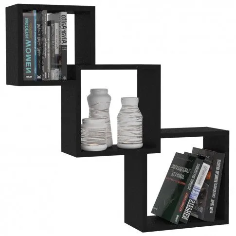 Szczegółowe zdjęcie nr 4 produktu Zestaw czarnych półek ściennych - Rivan