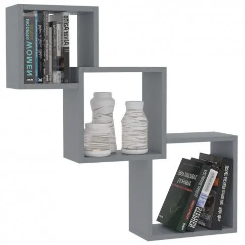 Szczegółowe zdjęcie nr 4 produktu Zestaw szarych modułowych półek ściennych - Rivan